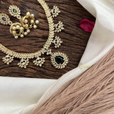 Vriksham Designer Gold Look Alike AD Stone Short Neckpiece-Green-G16316